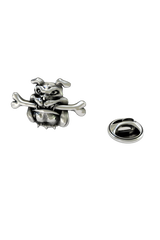 Back of the Silver Bulldog with Bone Lapel Pin showing the pin post and the separate butterfly clutch backing.