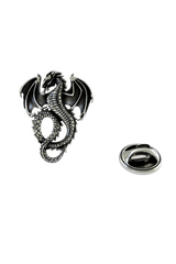 Back of the Silver Dragon Lapel Pin showing the pin post and the separate butterfly clutch backing.