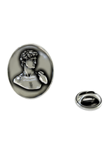 Back of the Silver Michelangelo's David Lapel Pin showing the pin post and the separate butterfly clutch backing.

