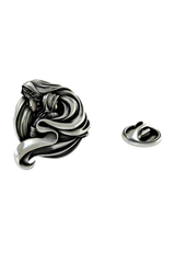 Back of the Silver Mother and Child Lapel Pin showing the pin post and the separate butterfly clutch backing.

