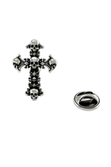 Back of the Skull Cross Pin showing the pin post and the separate butterfly clutch backing.