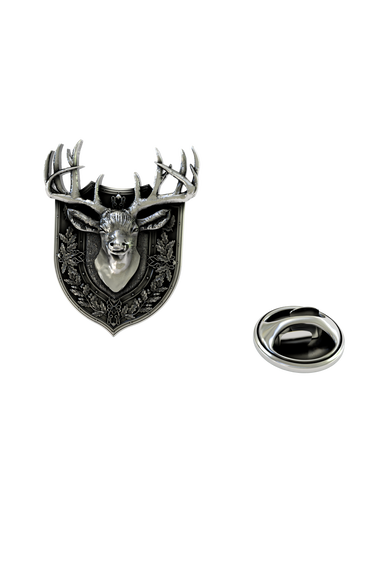 Back of the Stag Lapel Pin showing the pin post and the separate butterfly clutch backing.

