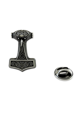 Back of the Thor's Hammer Lapel Pin showing the pin post and the separate butterfly clutch backing.