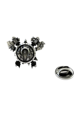 Back of the Viking Shield Lapel Pin showing the pin post and the separate butterfly clutch backing.