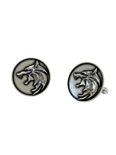 Back view of Geralt's Medallion 925 silver cufflinks, displaying the high-quality whale back closure mechanism.