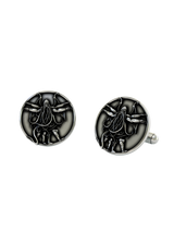 Back view of the 925 silver Cthulhu Cufflinks, displaying the polished and sturdy whale back closure mechanism.