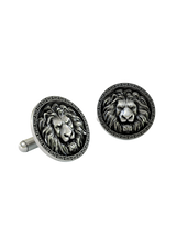 Back view of the 925 silver Lion Cufflinks, displaying the polished and sturdy whale back closure.