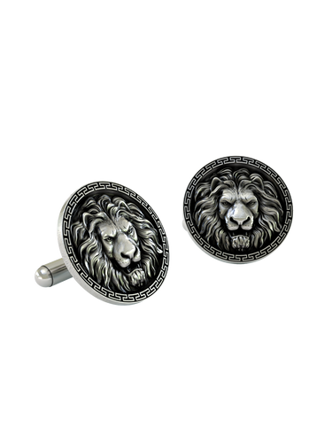 Back view of the 925 silver Lion Cufflinks, displaying the polished and sturdy whale back closure.