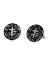 Back view of the 925 silver Proud to be American Cufflinks, displaying the polished and reliable whale back closure mechanism.