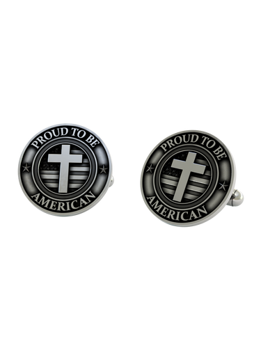 Back view of the 925 silver Proud to be American Cufflinks, displaying the polished and reliable whale back closure mechanism.