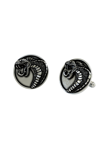 Back view of the 925 silver Snake Cufflinks, displaying the polished and sturdy whale back closure mechanism.