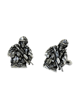 Back view of the 925 silver Soldier Cufflinks, displaying the durable and polished whale back closure mechanism.