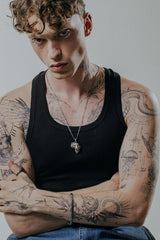 Back view of the African Lion Pendant showcasing the solid silver construction and craftsmanship