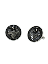 Back view of the Christian Faith 925 silver cufflinks, displaying the polished and sturdy whale back closure mechanism.