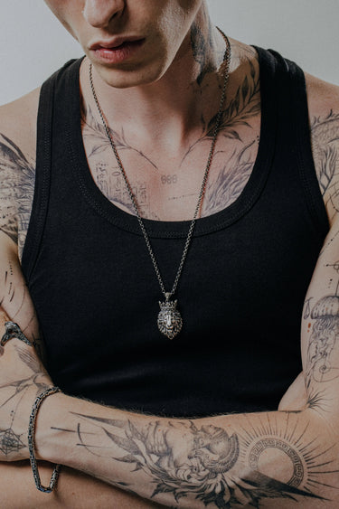 Back view of the Crowned King Pendant showing the solid silver construction and ornate bail.