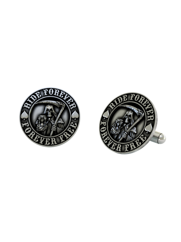 Back view of the Forever Free Biker 925 silver cufflinks, displaying the polished and sturdy whale back closure.