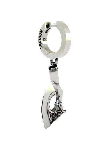 Back view of the Gothic Reaper Earring, showing the earring's closure mechanism and sterling silver craftsmanship.