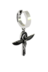 Back view of the Isis Goddess Earring displaying the polished hoop with the 925 hallmark and SARNION brand stamp