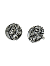 Back view of the King of the Savanna 925 silver cufflinks, displaying the polished and durable whale back closure.