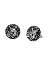 Back view of the Lynx Spirit 925 silver cufflinks, displaying the polished and durable whale back closure mechanism.