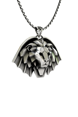 Back view of the Manticore School Pendant showing the solid silver construction and complex geometric facets.