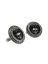 Back view of the Memento Mori Virgo 925 silver cufflinks, displaying the polished toggle closure and product quality.