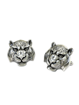 Back view of the Power Tiger Cuffs in 925 silver, displaying the polished and reliable whale back closure mechanism.