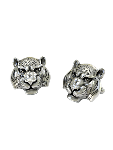 Back view of the Power Tiger Cuffs in 925 silver, displaying the polished and reliable whale back closure mechanism.