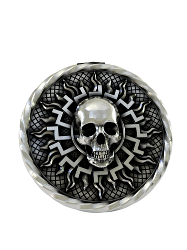 Back view of the Radiant Skull 925 silver cufflinks, displaying the polished and sturdy whale back closure mechanism.