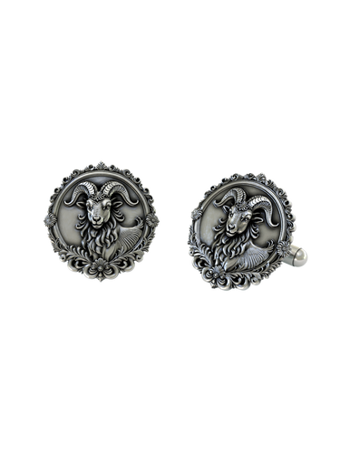 Back view of the Regal Ram 925 silver cufflinks, displaying the polished and sturdy whale back closure mechanism.