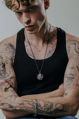 Back view of the Royal Fury Pendant, showing the solid silver construction and polished reverse side.