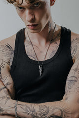 Back view of the Skull Bullet Pendant, showing the continuation of the skull pattern and solid silver construction.