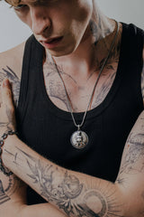 Back view of the Spartan Warrior Pendant, showcasing the solid silver construction and rugged finish.