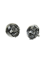 Back view of the Spirit Wolf 925 silver cufflinks, displaying the polished and reliable whale back closure.