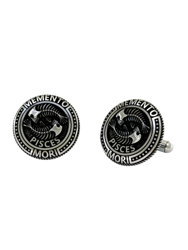 Back view of the Stoic Zodiac 925 silver cufflinks, displaying the polished and sturdy whale back closure.