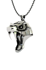 Back view of the Viper School Pendant showcasing the solid silver construction and the reverse of the geometric plates.