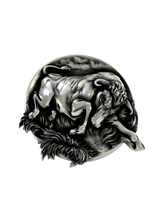 Back view of the Wall Street Bull 925 silver cufflinks, displaying the polished and sturdy whale back closure.