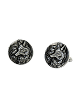 Back view of the Woodland Fox 925 silver cufflinks, displaying the polished and reliable whale back closure mechanism.