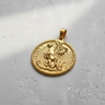 925 sterling silver Saint George pendant featuring knight slaying dragon relief on radial background