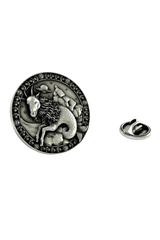 Capricorn Lapel Pin in 925 sterling silver, showing the detailed and artistic zodiac design.