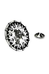 Close-up detail of the ferocious roaring face and powerful claws on the Roaring Bear Pin.