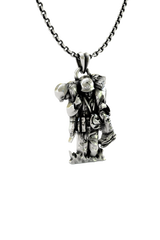 Close-up detail of the medic's helmet with the cross symbol on the Military Hero Pendant, showing fine craftsmanship.