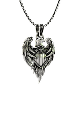 Close-up detail of the stars and stripes on the shield of the American Eagle Pendant, emphasizing the fine craftsmanship