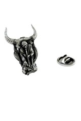 Close-up detail of the wise shaman figure and the textured horns on the Shaman's Vision Pin.

