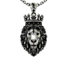 Crowned King lion pendant in 925 sterling silver, front view showcasing the detailed face and royal crown.
