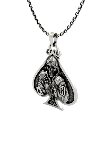 Death Gambler Pendant presented in its premium SARNION gift box, making it an ideal gift for a card player.