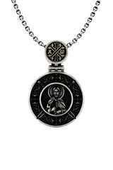 Divine Protection Pendant in 925 sterling silver, front view showing the detailed Orthodox Warrior Saint.