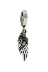 Eagle Wing Earring in 925 sterling silver - front view showing the detailed eagle head and layered wing feathers