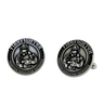Firefighter Cufflinks in 925 sterling silver - front view showcasing the firefighter figure and "Tradition, Dedication, Sacrifice" motto.