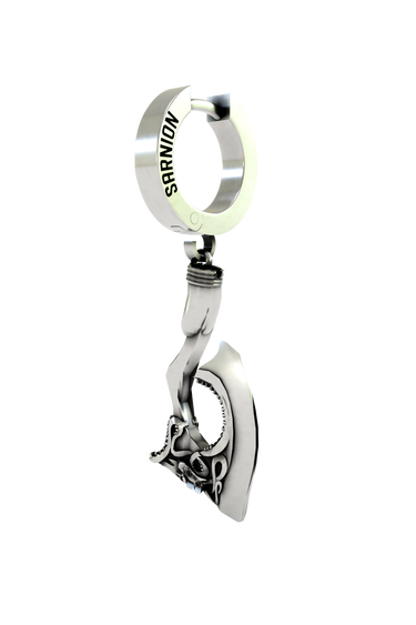 Gothic Reaper Earring in 925 sterling silver - front view showcasing the detailed Grim Reaper charm design.